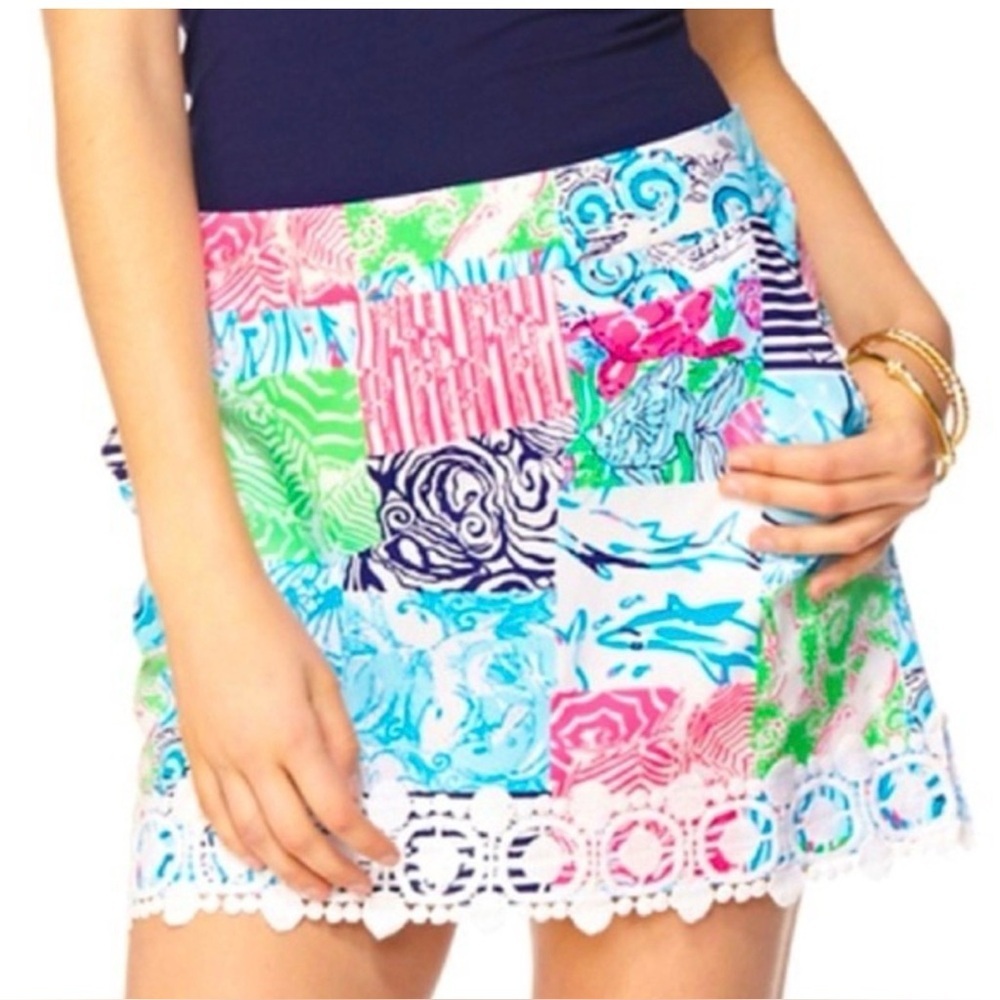 Lilly Pulitzer Patchwork Mini Skirt - Pink, Blue, Green